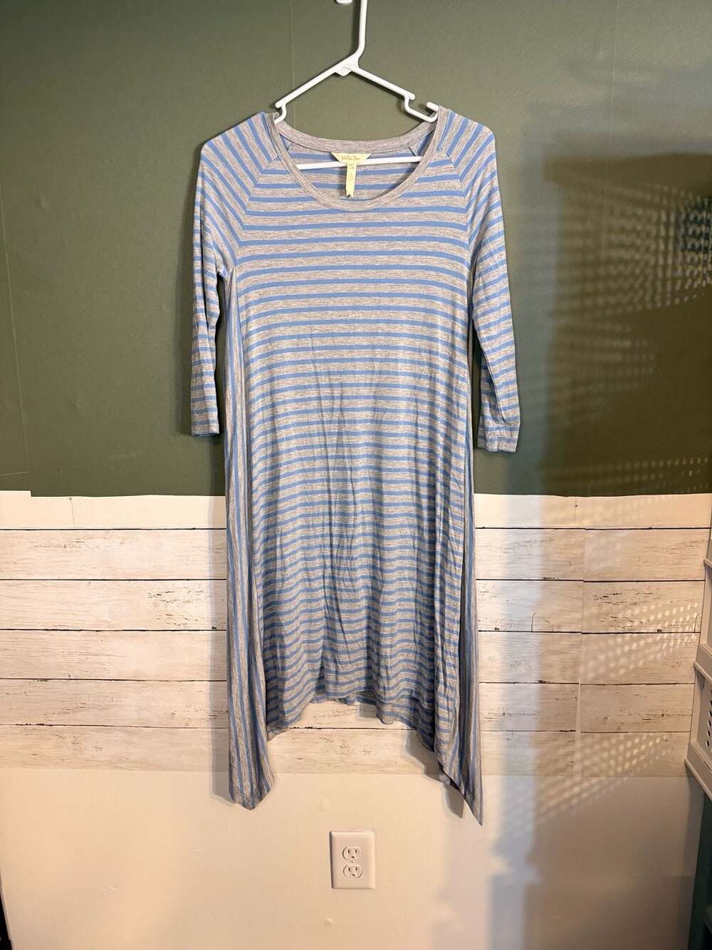 Matilda Jane Her Majesty Tunic Dress Grey Blue Striped‎ Asymmetrical Small